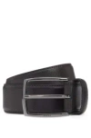 Hugo Boss Italian-made Grained-leather Belt With Logo Buckle In Dark Brown