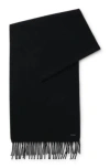 Hugo Boss Italian-made Scarf In Wool Twill In Black