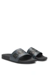 Hugo Boss Italian-made Slides With Large Logo Detail In Medium Grey 036