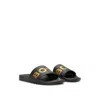 Hugo Boss Italian-made Slides With Large Logo Detail In Black