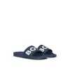 Hugo Boss Italian-made Slides With Large Logo Detail In Blue