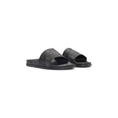 Hugo Boss Italian-made Slides With Mixed Logos