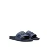 Hugo Boss Italian-made Slides With Raised Logo In Blue
