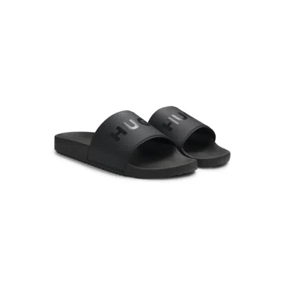 Hugo Boss Italian-made Slides With Tonal Logo In Black