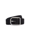 Hugo Boss Italian-made Suede Belt With Frame Buckle In Blue