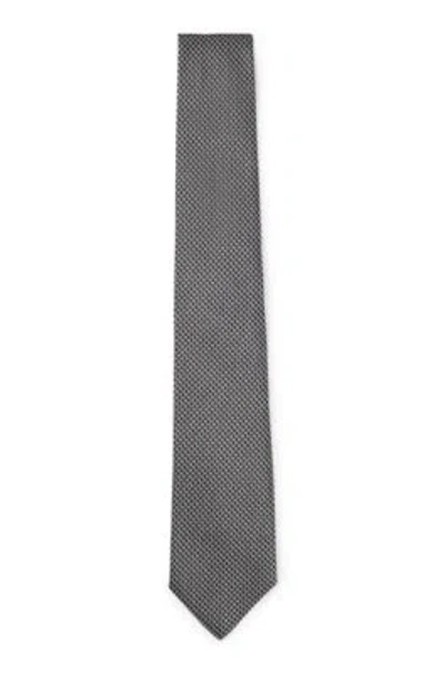 Hugo Boss Italian-silk Tie With Jacquard Pattern In Black