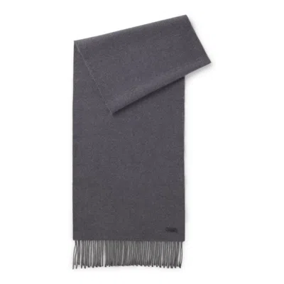 Hugo Boss Solidcolor Fabric Scarf With Fine Tassels In Gray