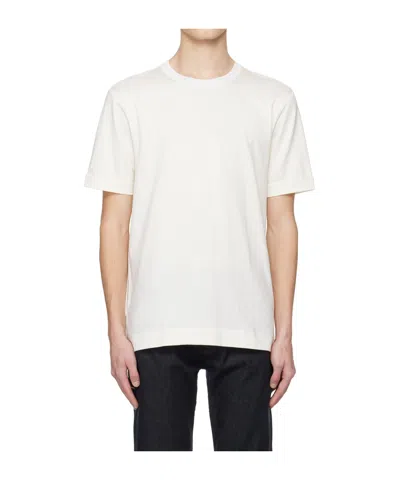 Hugo Boss Boss Mens White Crewneck Embroidered Branding Cotton-jersey T-shirt