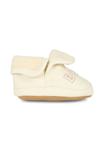 Hugo Boss Kids' Ivory Sneakers For Baby Boy With Logo In White