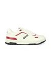 Hugo Boss Ivory Sneakers For Boy With Logo In Red