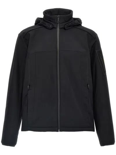 Hugo Boss Windproof Removable-hood Jacket In Black