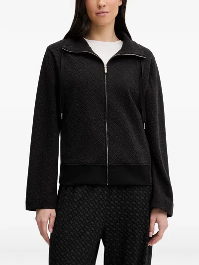 Hugo Boss J Zip-up Patterned Jacket In Black
