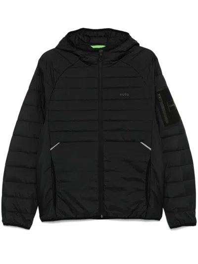 Hugo Boss Water-repellent Padded Jacket With Decorative Reflective Details In Black