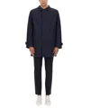 Hugo Boss Boss Classic Button-up Black Trench Coat With Extended Back Hem In Blue