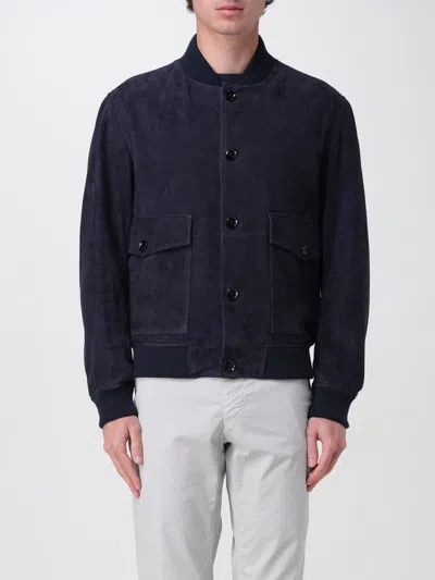 Hugo Boss Melot Suede Jacket In Dark Blue