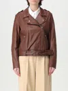 Hugo Boss Double-breasted Leather Biker Jacket In Rust