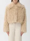 Hugo Boss Cropped Faux Fur Jacket Featuring Collar In Yellow