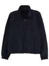 Hugo Boss Dark Blue Solid Mock Collar Jacket In Blue
