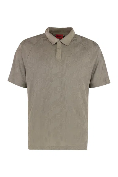Hugo Boss Jacquard Knit Polo In Sand