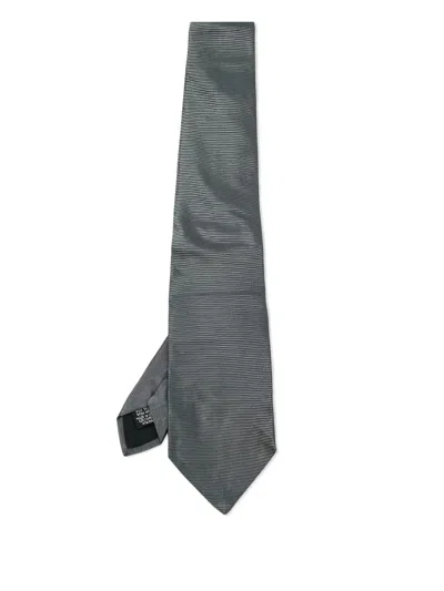 Pre-owned Hugo Boss Jacquard Silk Tie In Gray