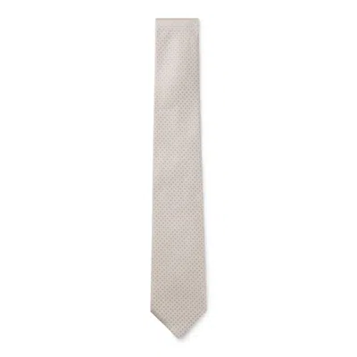 Hugo Boss Jacquard-patterned Tie In Pure Wool In Brown