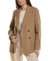 Hugo Boss Unisex Double-breasted Jacket In Virgin Wool In Brown