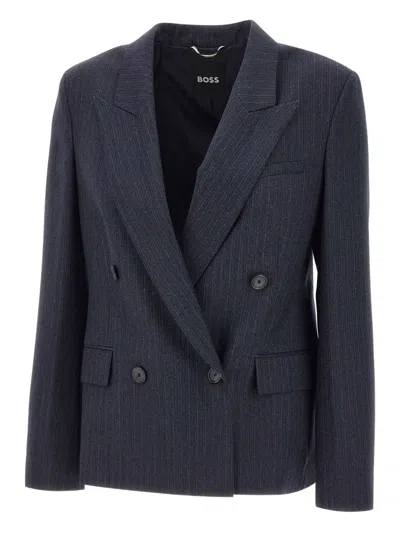 Hugo Boss Jaleto9 Double-breasted Blazer In Black