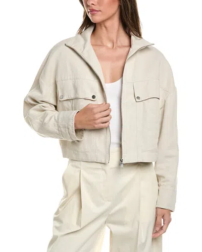 Hugo Boss Jamoura Linen-blend Jacket In Gray