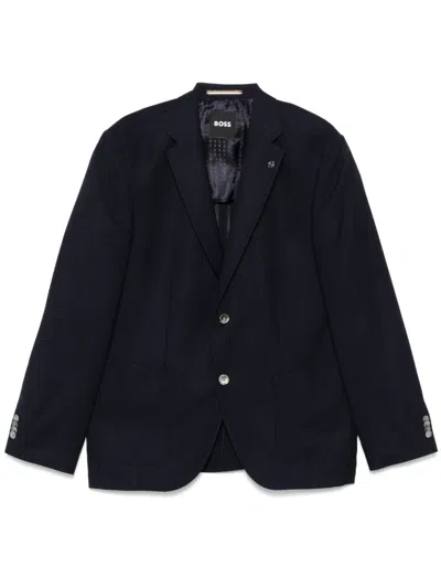 Hugo Boss Blazer Monopetto In Lana Vergine Blu Boss In Black