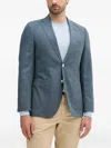 Hugo Boss Janson Checked Single-breasted Blazer In Blue