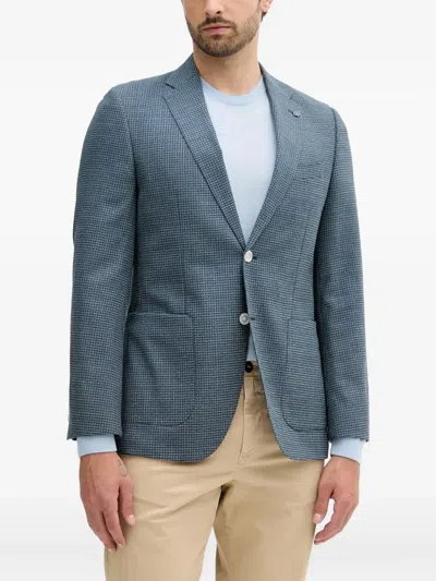 Hugo Boss Janson Checked Single-breasted Blazer In Blue
