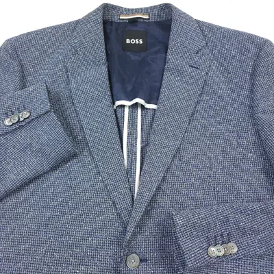 Pre-owned Hugo Boss Janson Micro Boucle Regular Fit Sport Coat Textured Blue Mens Size 38r