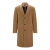 Hugo Boss Slim-fit Coat In Virgin Wool And Cashmere In Beige