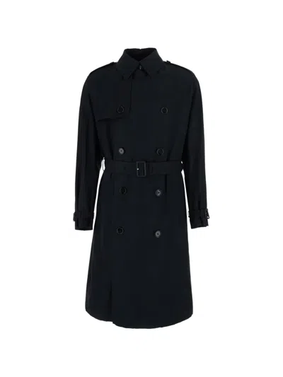 Hugo Boss Jared Water-repelent Trench Coat In Cotton Twill In Black