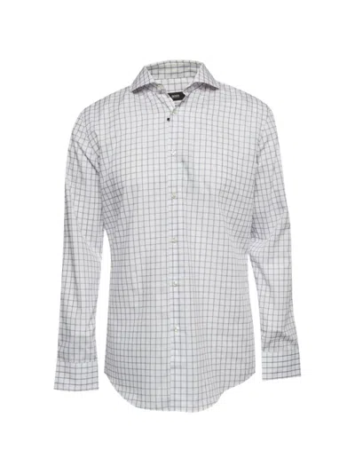 Pre-owned Hugo Boss Jason Checked Slim-fit Shirt In White