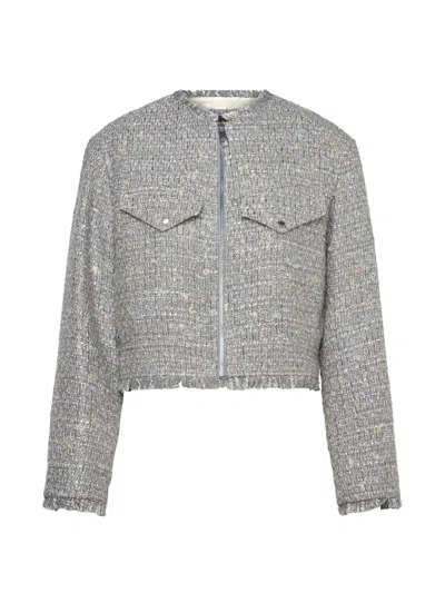 Hugo Boss Jawelli Frayed Jacket In Gray