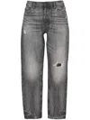 Hugo Boss Logo-patch Distressed Jeans In Gray