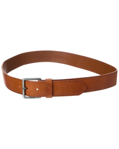 Hugo Boss Jeeko Leather Belt In Brown