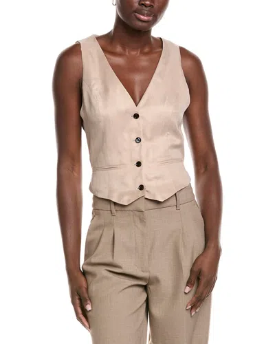 Hugo Boss Slim-fit Waistcoat With Cut-out Back In Light Beige