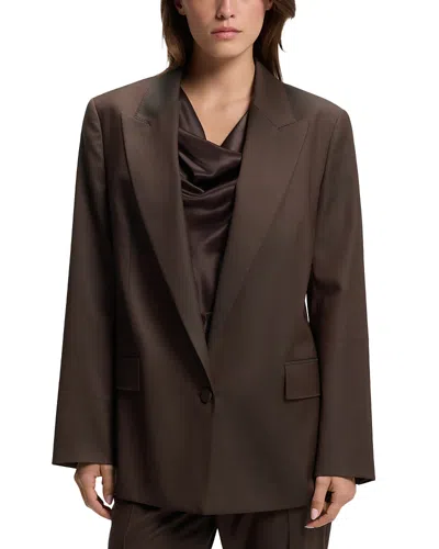 Hugo Boss Jemmala Wool Peak Lapel Blazer In Brown