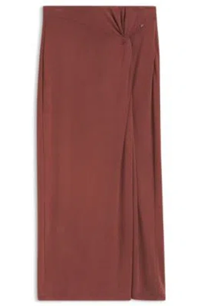 Hugo Boss Jersey Maxi Skirt With Twist Detail In Brown