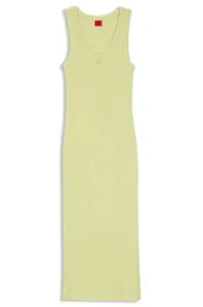 Hugo Boss Jersey Midi Dress With Stacked Logo In Green