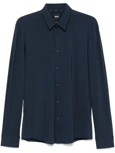 Hugo Boss Boss Roan Stretch Corduroy Button-up Shirt In Blue