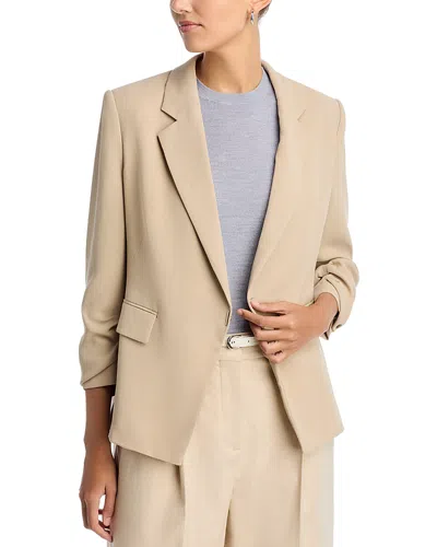 Hugo Boss Jia Ruched Sleeve Blazer In Brown