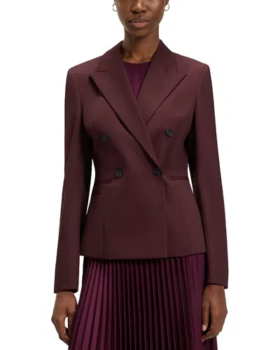 Hugo Boss Jiamia Double Breasted Peak Lapel Blazer In Brown