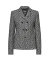 Hugo Boss Herringbone Pattern Double-breasted Coat In Black