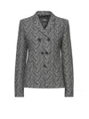 Hugo Boss Tailored Chevron Pattern Jacket With Long Sleeves In Gray