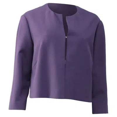 Hugo Boss Jileky Collarless Short Jacket In Purple Polyester