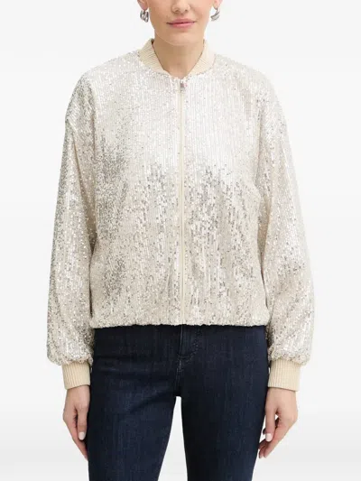 Hugo Boss Jilloi Sequinned Jacket In Neutral