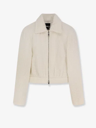 Hugo Boss Jocalen Wool Blend Jacket In White